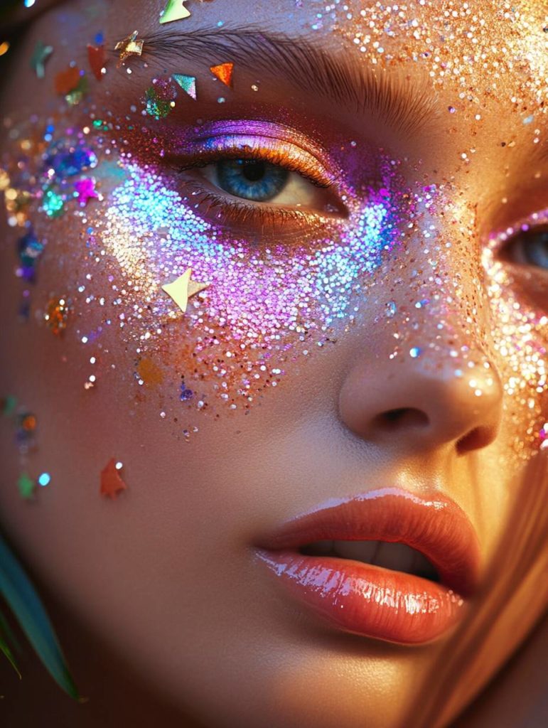 Idée maquillage à paillettes Coachella