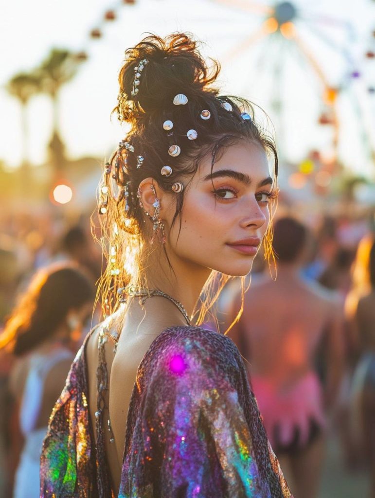 inspiration coiffure coachella chignon