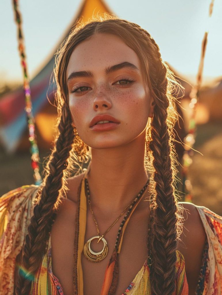 inspiration coiffure Coachella nattes équestres